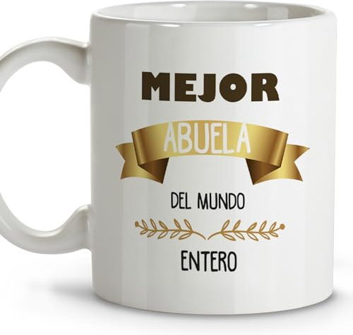 LolaPix Regalo mujer. Taza super abuela. Tazas desayuno. Regalo abuela. Regalos para abuelas. Taza cerámica 330 ml.