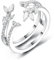 AMDXD Weißgold 14 Karat 585 Ringe, Blatt Pärchen Ringe mit Zirkonia Oval Form, Damen Verlobungsring 14K Gold Partnerringe Echt Gold
