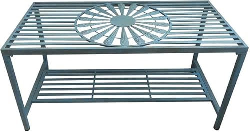CAFIEDR Outdoor Park Terrassenbank, Metall GDie Bank mit Rückenlehne und Armlehnen, Kombination aus Balkontisch und Stuhl GDie Freizeitdekoration Doppelsitz (Tisch)
