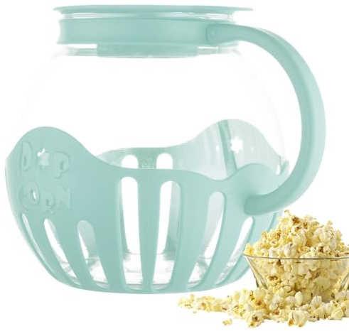 Tazón Para Palomitas De Maíz Para Microondas, Palomitero Microondas Cuenco Plegable De Silicona, Vidrio Sin BPA, Apto Para Lavavajillas, Tapa De Silicona 3 En 1, Apto Para Lavavajillas De 2,25 Cuartos