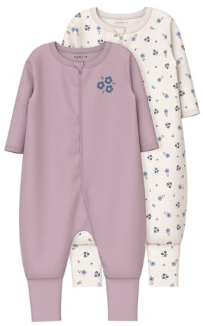 Name it baby Damen Nbfnightsuit 2P Zip Ff Jet Flower Noos, Jet Stream, 86 EU