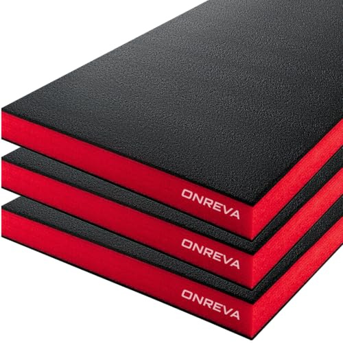 ONREVA Werkzeugkasten-Schaumstoff, 3 Stück, 40,6 x 30,5 x 5,1 cm, Schaumstoffeinsätze für Koffer, Polyethylen-Aufbewahrungsblätter für Werkzeugkasten, Werkzeug-Schatteneinsatz, Kaizen-Organizerblatt