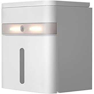 ABBNIA Wall Mounted Toilet Paper Holder with Smart Sensor LED Lighting Large Capacity Bathroom Tissue Storage Box