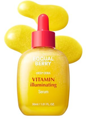 EQQUALBERRY Vitamin C Illuminating Serum - Aufhellendes Serum mit Acerola und Niacinamid, stärkt die Hautbarriere, spendet Feuchtigkeit mit Ceramid und Hyaluronsäure, 30 ml