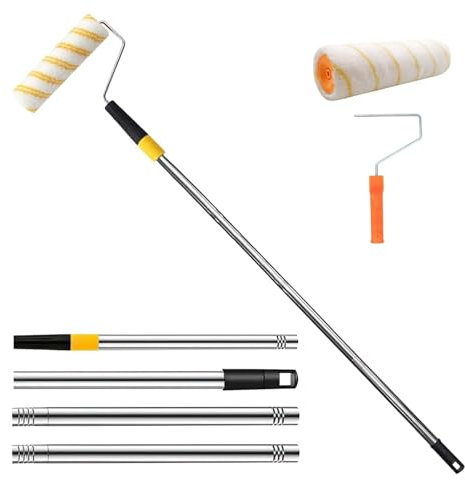 Paint Roller, Stainless Steel Retractable And Removable Paint Pole, Ith Paint Roller Brush, Multi-Function Paint Roller Kit, Paint Roller Brush Extension Rod Paint Supplies Tools For Walls And Ceiling
