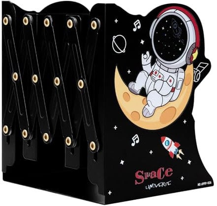 Lvjkes Serre Livre, Cale Livre en Métal, Serre Livres Réglables, Serre-Livres 3D de Dessins Animés pour Enfants, Convient pour Chambre à Coucher, Bureau, Bureau, école (Noir A)