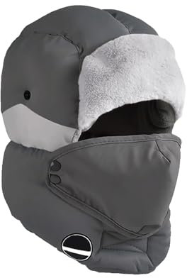 Hommes Chapka d'Hiver pour Ski Extérieur Bonnet de Ski avec Cache-oreilles et Masque Coupe-vent anti Froid Chapeau de Trappeur Cagoule Doublure Épais Chaud 3 en 1 Bonnet de Cyclisme Automne Hiver