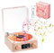 The Waves Vinyl Player, Upgraded Vinyl Record Player with RGB Light, Waves Vinyl Bluetooth Speaker, 3 Mode Stereo Sound Sleep Aid with 4 Sounds of Nature (Pink)