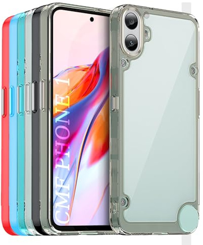 TailTech Hülle für CMF Phone 1 - Kristallklare Acryl-Rückseite mit Farbiger TPU-Rahmen, Stoßfestes Kratzfestes Handy Case - Rauchgrau