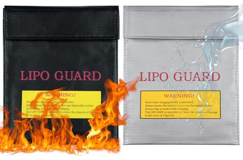 Feuerfest Wasserdicht Safe Bag, 2 Stück Feuerfest Lipo Safe Bag, Akku Tasche Feuerfes für Explosionsgeschützte Batterie, Bargeld, Pass, Schmuck und Andere Wertsachen(18 * 22 cm)
