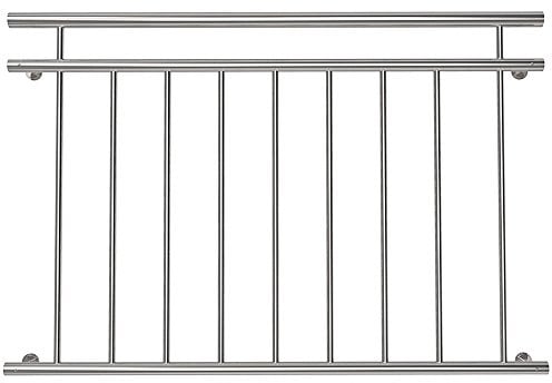 Mucola Französischer Balkon Balkongeländer Edelstahl V2A 90x128 cm Silber | Stabgeländer für Fenster, Balkontür und Terrasse, rostfrei und witterungsbeständig, pflegeleicht, 9 Füllstäbe, Abstand 11 cm
