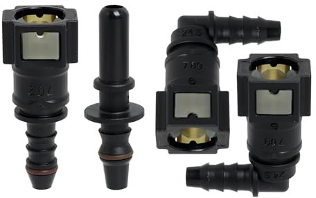 LEIBOCHAO Lot de 4 Connecteur de Raccord Durite Essence, 2 PCS Connecteur Rapide à 90 Degrés & 1 Ensemble Droit Voiture Carburant Tuyau Rapide Libération Connecteur, Plastique 7.89mm Connecteur ID6