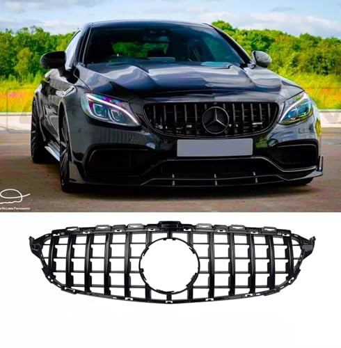 For Auto Perfectionists UK Front Panamericana GT GTR Grill Compatible With Mercedes C Class W205 2014-2018 ABS Gloss Black