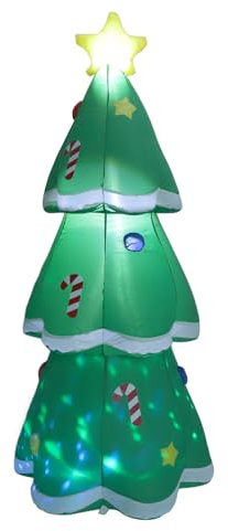 Zerodis Árbol de Navidad Inflable, árbol de Navidad Inflable con Luz LED, Decoración Iluminada para Interiores y Exteriores para Fiestas en el Jardín y el Césped (Enchufe de la UE