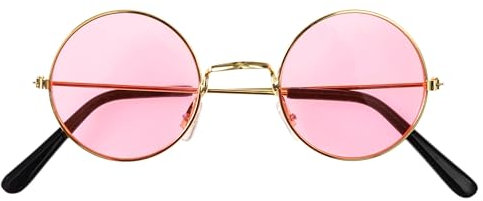 Hippie Brille – runde rosa Sonnenbrille als 70er & 80er Jahre Accessoire für Fasching & Karneval