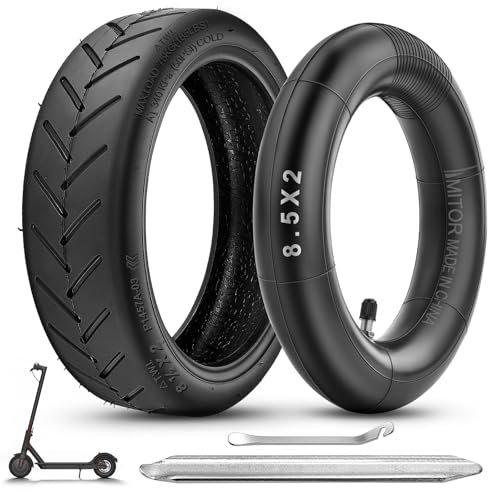 Amitor E Scooter Reifen mit Schlauch 8 1/2 x2 Zoll, 50/75-6.1 Reifen und Schlauch Verdickt & Verschleißfest mit Reifenheber, 8,5 Zoll Reifen Schlauch E Scooter für Xiaomi Pro 2 M365 Pro 1S Mi3, 1 Set