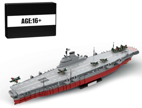 BuildCubes 1/300 Technik Schiffe Militär Bausatz, MOC Militär Flugzeugträger Bausteine, 3626Teile Technik Kriegsschiffe Klemmbausteine Konstruktionsspielzeug Geschenk für Erwachsene
