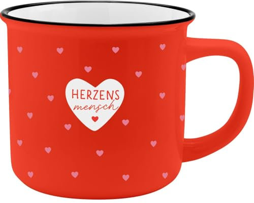 GRUSS & CO XL-Becher Motiv Herzensmensch | Lieblingsbecher aus Porzellan, Tasse mit Spruch, 55 cl, mit Geschenkbanderole | Geschenk zum Valentinstag | 74181