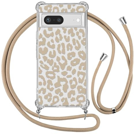 Ciciber Ttusy Handykette Hülle für Google Pixel 7 mit Band, Durchsichtig Muster Leopard Case Stoßfest Weiches Schutzhülle mit Kordel zum Umhängen Necklace HandyHülle für Google Pixel 7, 06