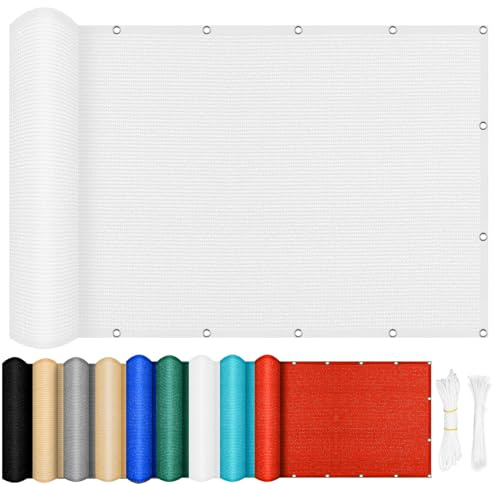 Voile Ombrage Rectangulaire 110 x 320 cm, Résistante Aéré Respirante en HDPE - UV Protection, Toile Ombrage HDPE Respirant pour Balcon Terrasse Exterieur Patio Piscine, Blanc