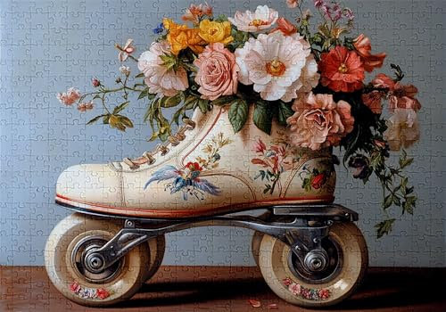 Puzzle 4000 Pièces Fleurs Puzzle Adulte Patins À roulettes 141x87cm Artisanat Classique 3D Jigsaw Bois pour Jeux D'activités Familiales, Jigsaw à Faire Soi Même pour Ddécoration Murale Maison C-808