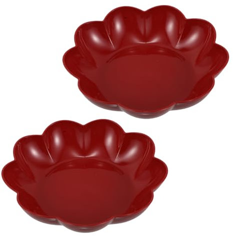 UKCOCO 2 Piezas Plato de dulces para el hogar platos de merienda platos para servir Bandeja pequeña para servir bandeja de pastel fuente redonda para servir el plastico rojo