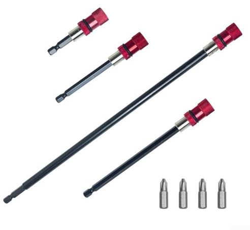 4 extensiones de taladro magnéticas compatibles con 14 brocas hexagonales para cambios de brocas sin esfuerzo