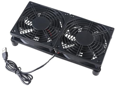Ddujbtp Ventiladores USB de computadora dobles de 120 mm, 5 V, 45 CFM, ventilador grande para enrutador, módem, receptor, ventilador alimentado por USB