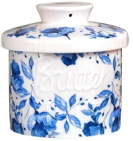 Butter Crock for Counter with Water line, French Butter Keeper for Counter | Butter Dish with Lid, Butter Jar, Housewarming Kitchen Decoration