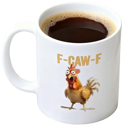 F-Caw-F Funny Chicken Mug, Ceramic F Caw F Coffee Mug, Humor Novelty Chicken Mugs Drinking Coffee Cup for Men & Women, Creative Chick Cawing Drinks Tea Cup Mugs, for Home Offices Desk Decor