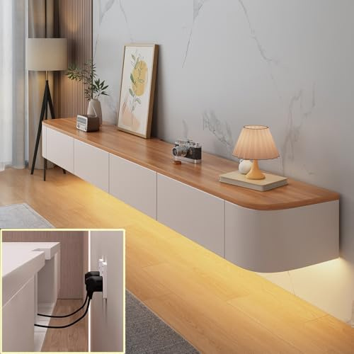 XDXINY Consola de medios de TV mueble de TV flotante montado en la pared mueble de TV de almacenamiento múltiple mueble de TV debajo del televisor tabla baja con cajones soporte para router