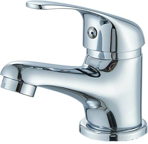 JUNSOTTOR Wasserhahn fürs Bad Waschtisch-Einhebelarmatur Verchromter Messingkörper - Niedrige Auslaufhöhe Wasserhahn fürs Bad Waschbecken-Armatur Badarmatur in Chrom