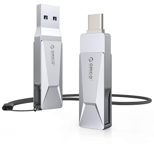 ORICO Chiavetta USB 64 GB USB 3.2 Memory Stick OTG fino a 150 MB/s 2 in 1 Tipo C Flash Drive in metallo per iPhone 17/16/15/Smartphone Android/Tablet/Mac/Laptop/PC, Argento, CB05