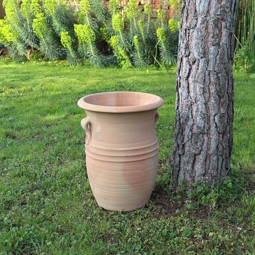 Anfora Cistus-2 40 cm fatta a mano in Grecia, resistente al gelo e all'inverno, per giardino, terrazza e balcone, decorazione da giardino mediterranea, vaso in terracotta per esterni