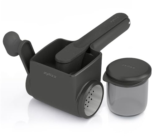 Zyliss Grattugia Formaggio Set Manuale Professionale con Contenitore | Acciaio Inossidabile, Grattugia per Formaggio Verdure Carote Parmigiano Cioccolato Noci Grattugia a Manovella con Contenitore
