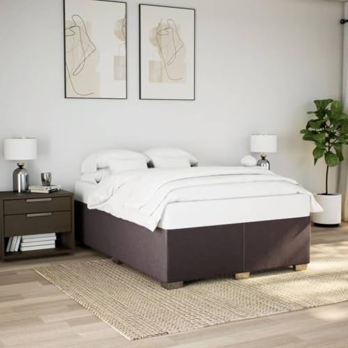 Generisch Bettgestell ohne Matratze Dunkelbraun 160x200 cm Stoff,Möbel,Betten & Zubehör,Betten & Bettgestelle,51.8KG,3284488