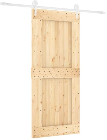 vidaXL Porta scorrevole 90 x 210 cm Naturale e Bianco