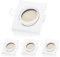 Sweet Led 4er sparpack Flaches Design LED Einbaustrahler Flach 330 Lumen 3.5W 230V Edelstahl Optik Eckig Schwenkbar Einbauspots Einbauleuchten Einbau led (Eckig Weiß rahmen-Kaltweiß)