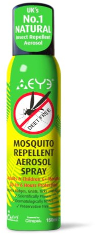 THEYE, Continuous Aerosol Mosquito and Insect Repellent Spray, Natural DEET-Free 6-Hour Protection, 150ml