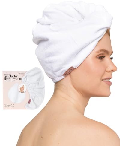 Kitsch Mikrofaser-Haarhandtuch – schnell trocknende lockige Haarwickel für Frauen nasses Haar,Mikrofaser-Handtuch für Haare,Haartrocknungstuch,Haartücher für Frauen,Haarturban für nasses Haar (weiß)