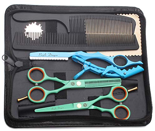 Purple Dragon Haarschere 5,5Zoll Grün Profi Friseurschere Friseurscheren set perfekt Haarschnitt für Damen und Herren Sharfe Schere für Barbier Friseur Anfänger