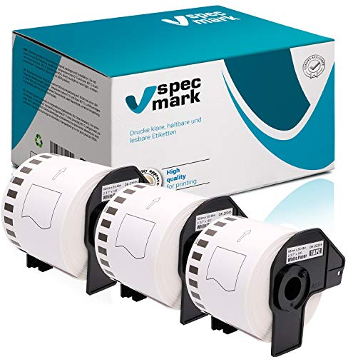 specmark 3 Rollen Endlosetiketten kompatibel mit Brother DK-22205 62mm x 30,48m Etiketten für allen QL-Etikettendruckern QL-570 QL-700 QL-800