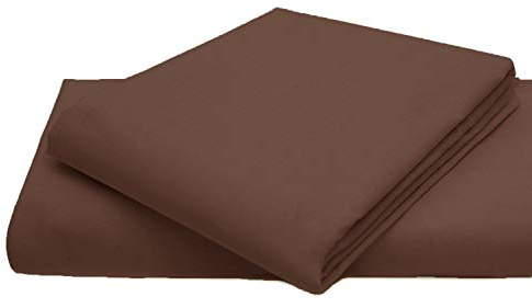 AmigoZone Cotton Percale Easy Care Polycotton Flat Sheet (Chocolate, Super King)