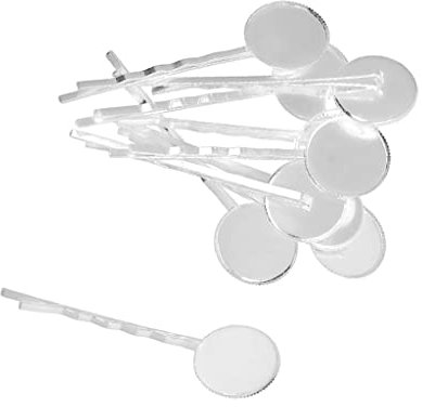 10pcs Haarspangen Haarnadeln mit Lünette Fit 18mm Cabochons, Silber Weiss