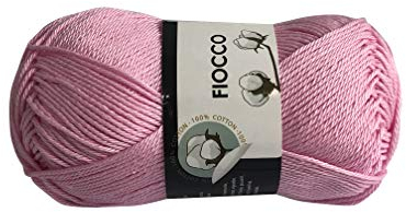filati italiani Cotone Fiocco. 100% Cotton, 50g (125m) per Uncinetto e Maglieria (Rosa - 7366)