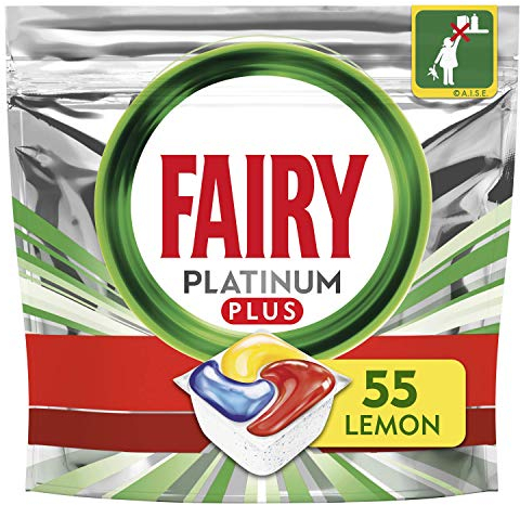 Fairy Platinum Plus All-in-One Dishwasher Tablets Bulk, Lemon, 55 Tablets