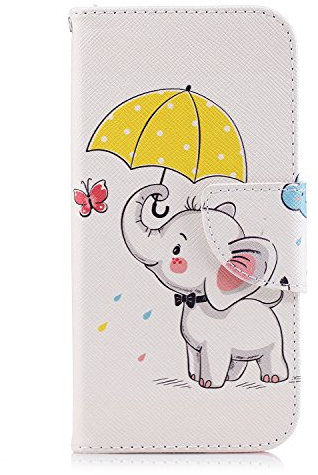 Reevermap iPhone SE 2020 Case for iPhone SE 2020, iPhone 8/ iPhone 7 Phone Case PU Leather Flip Wallet, Shockproof Magnetic Card Holder Cover with Built-in Kickstand, Elephant Umbrella