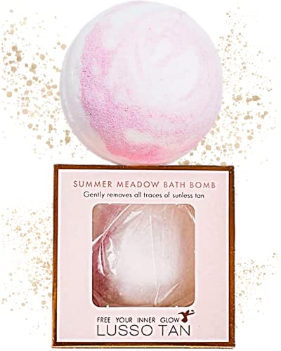 Luxury Tan Remover Bath Bomb – Lusso Tan. Organic, Vegan and Cruelty-Free Self-Tan Eraser with Natural Essential Oils. Paraben Free. Fast-Action Fake Tan Remover. Summer Meadow Fragrance.