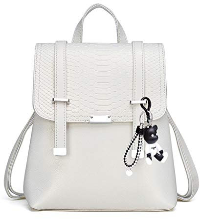 BUKESIYI Damen Tasche Rucksack Handtasche Frauen backpack Klein Anti Diebstahl Schulrucksack Laptop Weekender PU Leder CCDE78120 Perlweiss