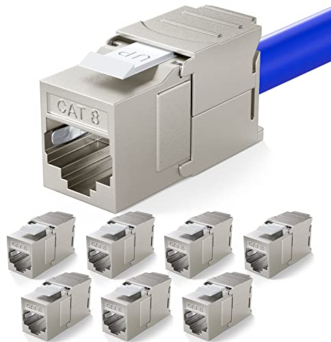 hb-digital 8x CAT 8.1 Keystone Módulo Jack RJ45 Ethernet 2000MHz 40Gbit totalmente blindado Cat 6 Cat 7 Cat 8 STP Ethernet LAN Cable